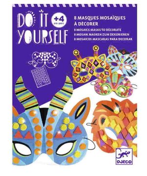 DIY 8 MASCARAS MOSAICO PARA DECORAR ANIMALES DE LA SELVA