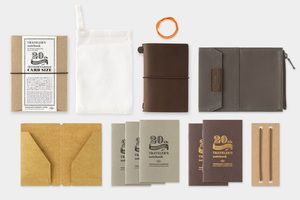 TRAVELER'S NOTEBOOK CARD SIZE 20TH ANNIVERSARY SET BROWN