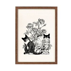 PRINT A5 THREE CATS AND FLOWERS - LAURA AGUSTI